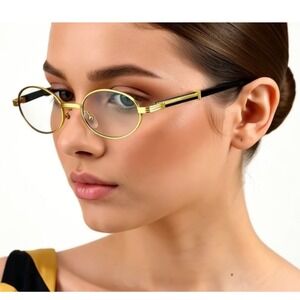 Women Retro Art Nouveau‎ Vintage Style Small Oval Metal Frame Sunglasses Female